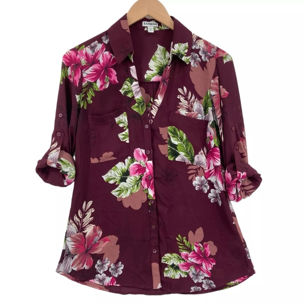 COPY - Express Floral Burgundy Women's Top